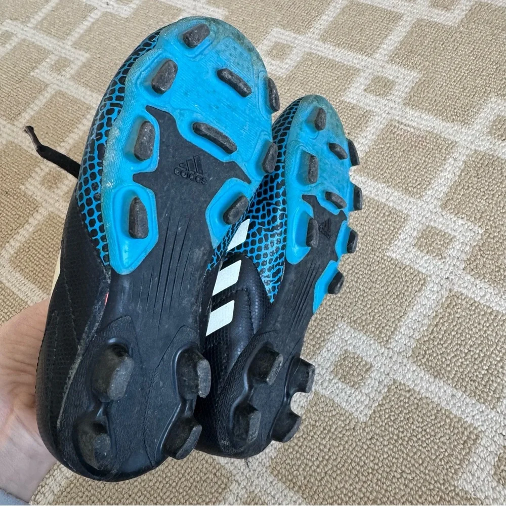 adidas Predator Youth Soccer Cleats FG Blue Black Textured Stud Sports Kids 11